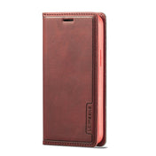 For iPhone 12 mini LC.IMEEKE LC-001 Series PU + TPU Color Matching Frosted Horizontal Flip Leather Case with Holder & Card Slot(Red) Eurekaonline