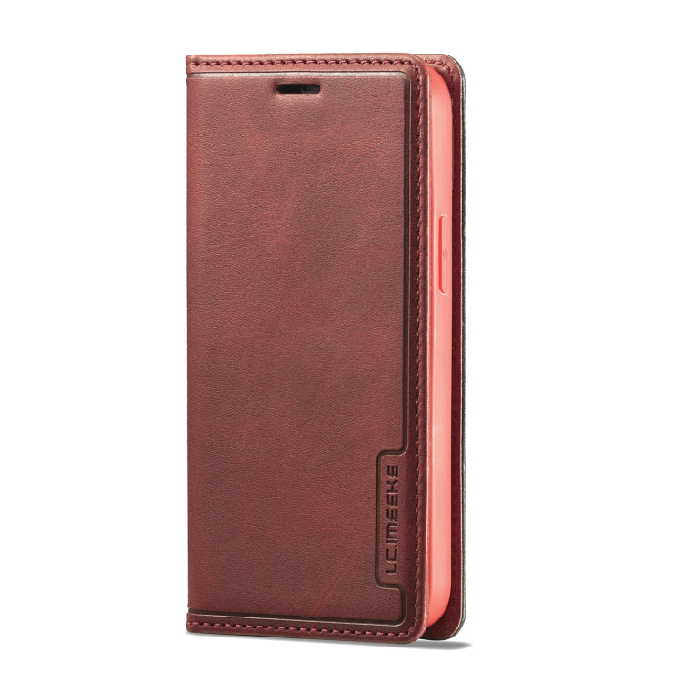 For iPhone 12 mini LC.IMEEKE LC-001 Series PU + TPU Color Matching Frosted Horizontal Flip Leather Case with Holder & Card Slot(Red) Eurekaonline