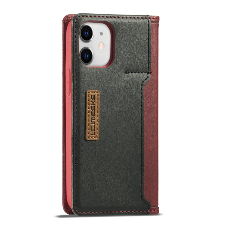 For iPhone 12 mini LC.IMEEKE LC-001 Series PU + TPU Color Matching Frosted Horizontal Flip Leather Case with Holder & Card Slot(Red) Eurekaonline