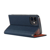 For iPhone 12 mini Litchi Genuine Leather Phone Case (Dark Blue) Eurekaonline