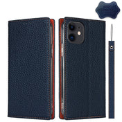 For iPhone 12 mini Litchi Genuine Leather Phone Case (Dark Blue) Eurekaonline