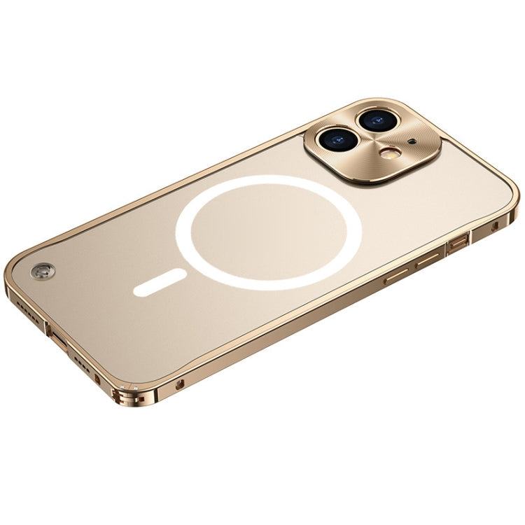 For iPhone 12 mini Metal Frame Frosted PC Shockproof Magsafe Case (Gold) Eurekaonline