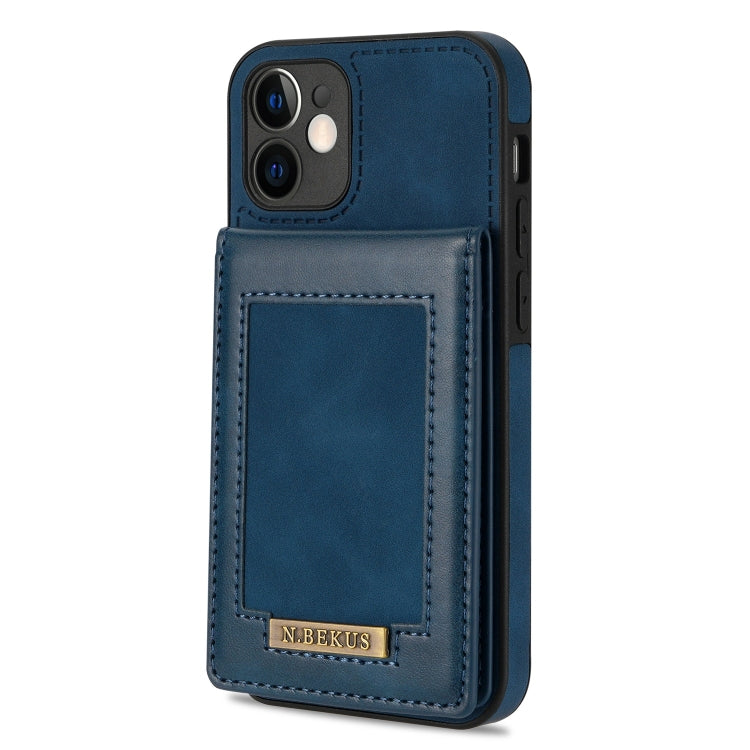 For iPhone 12 mini N.BEKUS Vertical Flip Card Slot RFID Phone Case (Blue) Eurekaonline