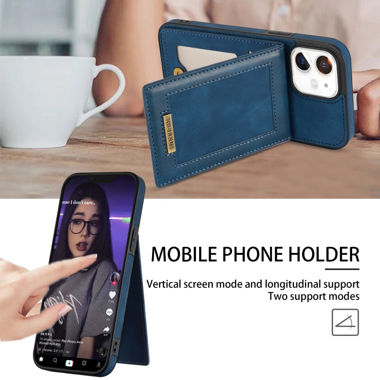 For iPhone 12 mini N.BEKUS Vertical Flip Card Slot RFID Phone Case (Blue) Eurekaonline