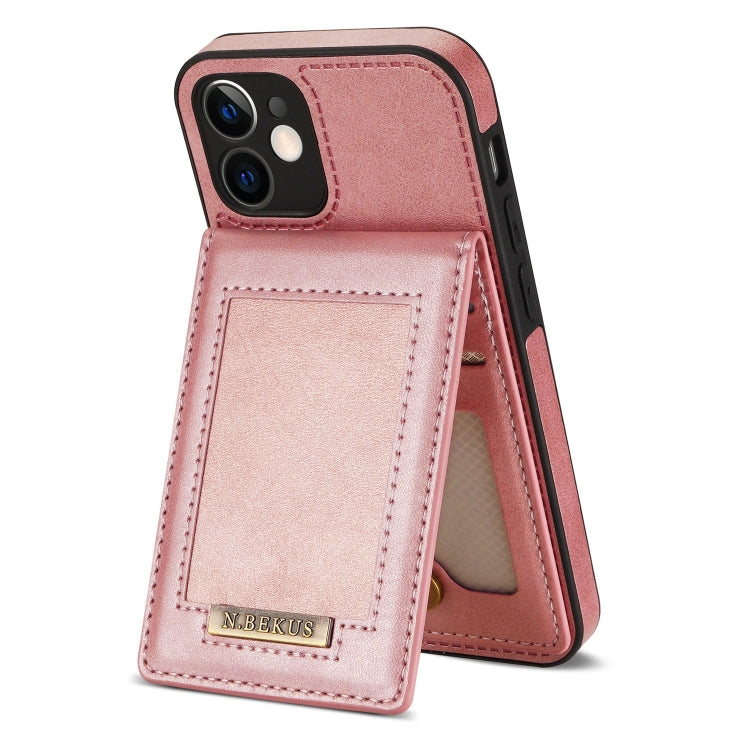 For iPhone 12 mini N.BEKUS Vertical Flip Card Slot RFID Phone Case (Rose Gold) Eurekaonline