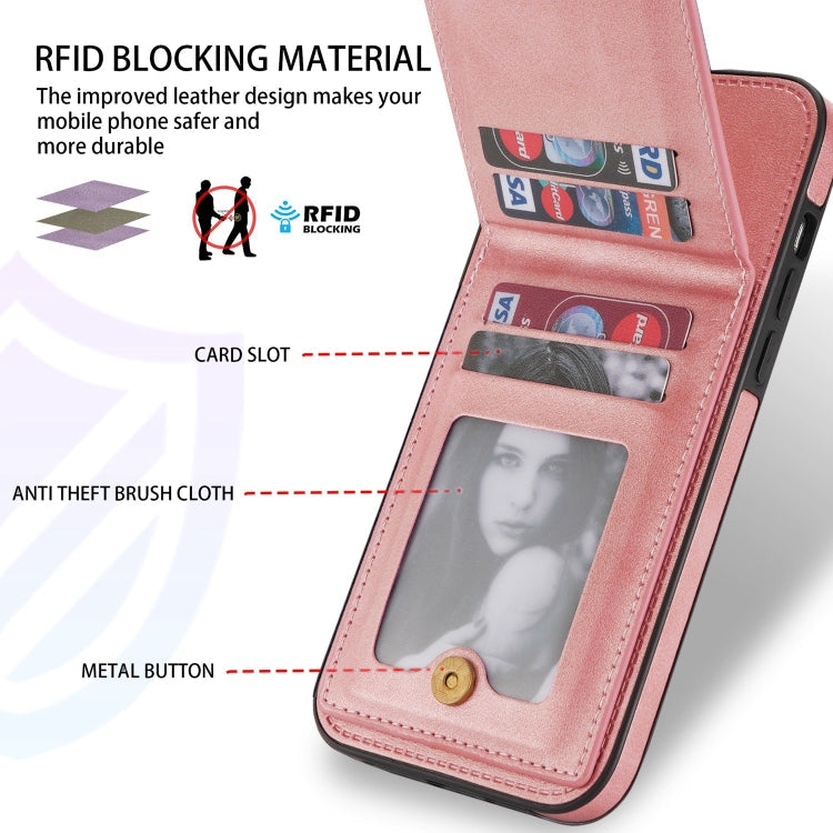 For iPhone 12 mini N.BEKUS Vertical Flip Card Slot RFID Phone Case (Rose Gold) Eurekaonline