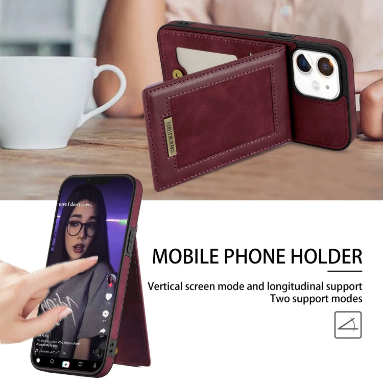 For iPhone 12 mini N.BEKUS Vertical Flip Card Slot RFID Phone Case (Wine Red) Eurekaonline