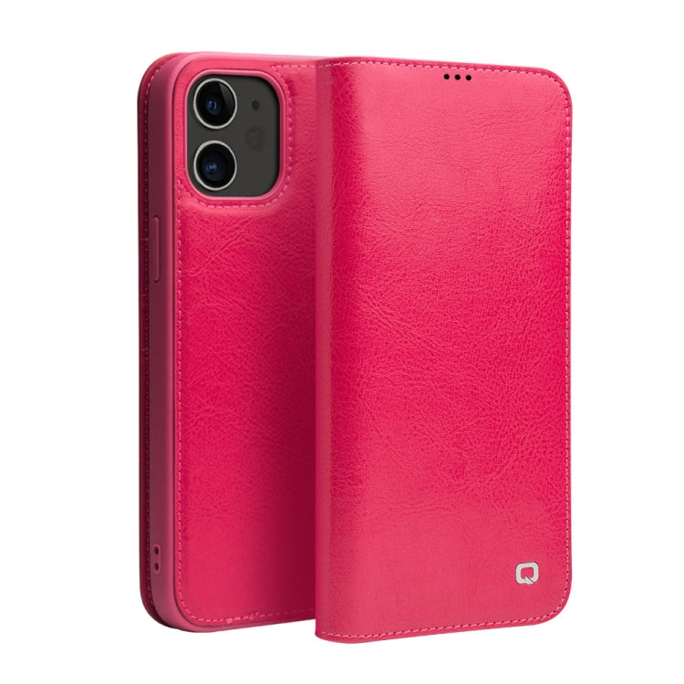 For iPhone 12 mini QIALINO Horizontal Flip Leather Case with Holder & Card Slots & Wallet (Rose Red) Eurekaonline