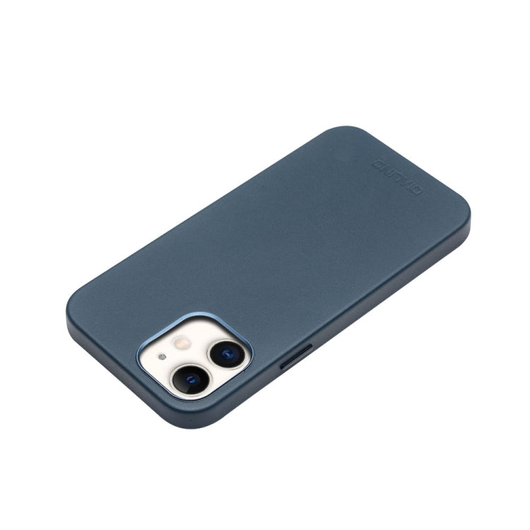 For iPhone 12 mini QIALINO Nappa Leather Shockproof Magsafe Case (Blue) Eurekaonline