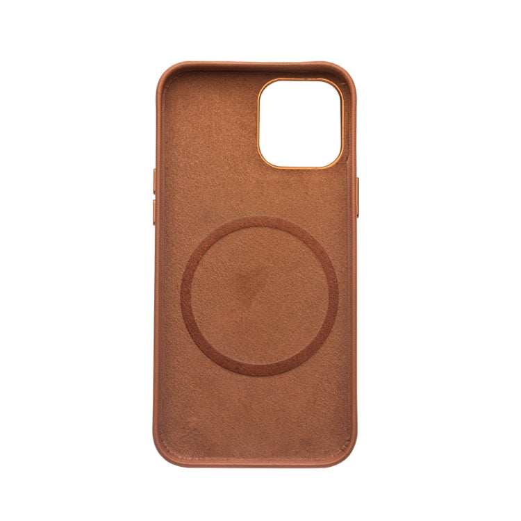 For iPhone 12 mini QIALINO Nappa Leather Shockproof Magsafe Case (Brown) Eurekaonline