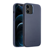 For iPhone 12 mini QIALINO Shockproof Cowhide Leather Protective Case (Blue) Eurekaonline