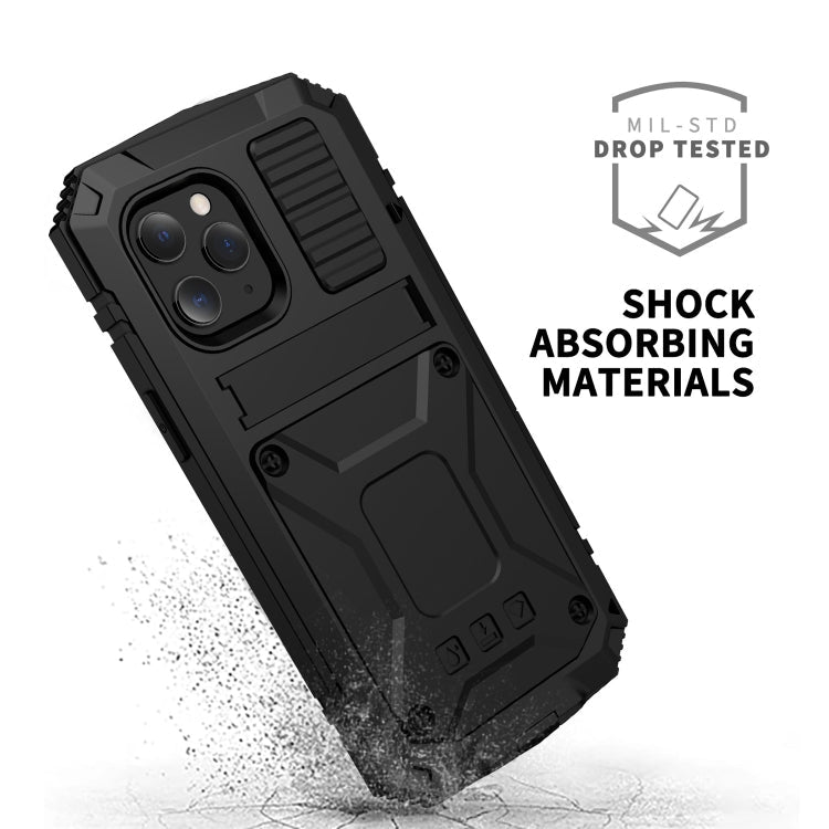 For iPhone 12 mini R-JUST Shockproof Waterproof Dust-proof Metal + Silicone Protective Case with Holder (Black) Eurekaonline