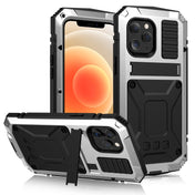 For iPhone 12 mini R-JUST Shockproof Waterproof Dust-proof Metal + Silicone Protective Case with Holder (Silver) Eurekaonline