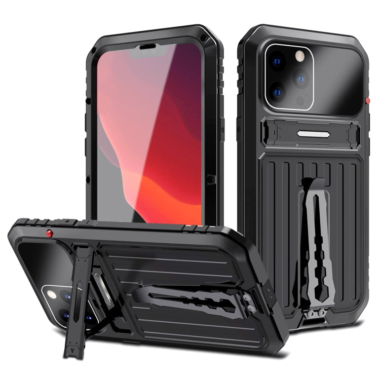 For iPhone 13 Armor Shockproof Splash-proof Dust-proof Phone Case with Holder(Black) Eurekaonline