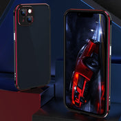 For iPhone 13 Aurora Series Lens Protector + Metal Frame Protective Case(Black Red) Eurekaonline