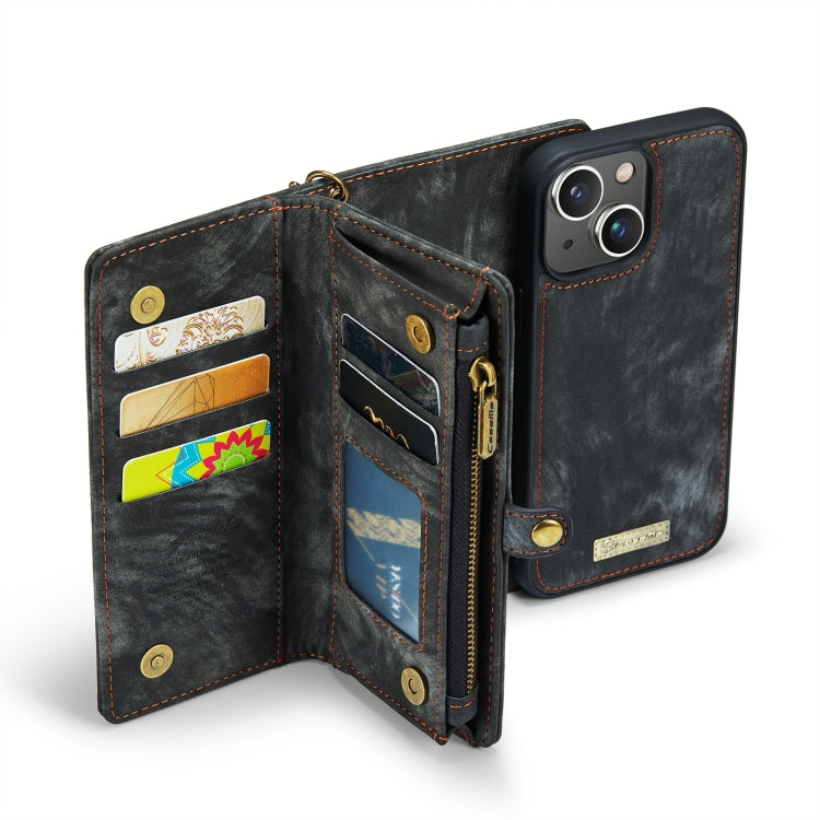 For iPhone 13 CaseMe-008 Detachable Multifunctional Horizontal Flip Leather Case with Card Slot & Holder & Zipper Wallet & Photo Frame(Black) Eurekaonline