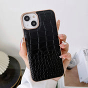 For iPhone 13 Crocodile Texture Genuine Leather Nano Electroplating Phone Case(Black) Eurekaonline