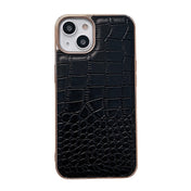 For iPhone 13 Crocodile Texture Genuine Leather Nano Electroplating Phone Case(Black) Eurekaonline