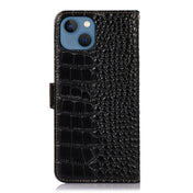 For iPhone 13 Crocodile Top Layer Cowhide Leather Phone Case(Black) Eurekaonline