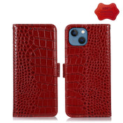 For iPhone 13 Crocodile Top Layer Cowhide Leather Phone Case(Red) Eurekaonline