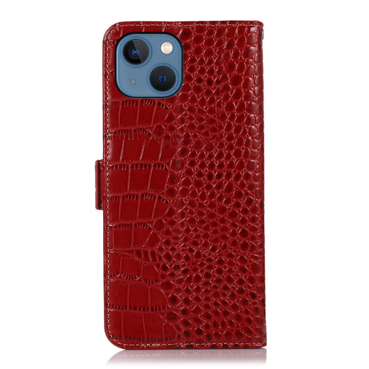 For iPhone 13 Crocodile Top Layer Cowhide Leather Phone Case(Red) Eurekaonline