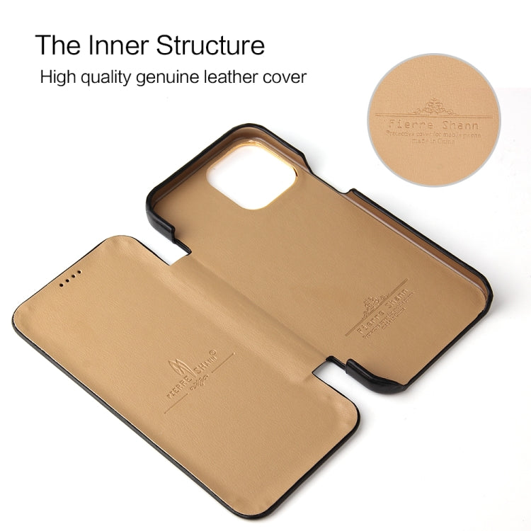 For iPhone 13 Fierre Shann Magnetic Genuine Leather Phone Case(Black) Eurekaonline