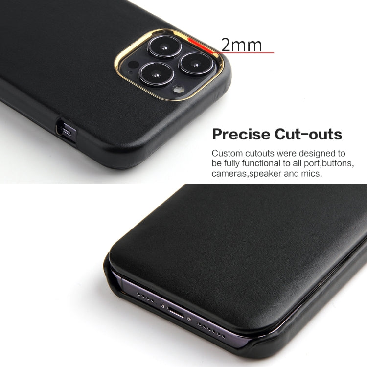 For iPhone 13 Fierre Shann Magnetic Genuine Leather Phone Case(Black) Eurekaonline