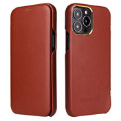 For iPhone 13 Fierre Shann Magnetic Genuine Leather Phone Case(Brown) Eurekaonline