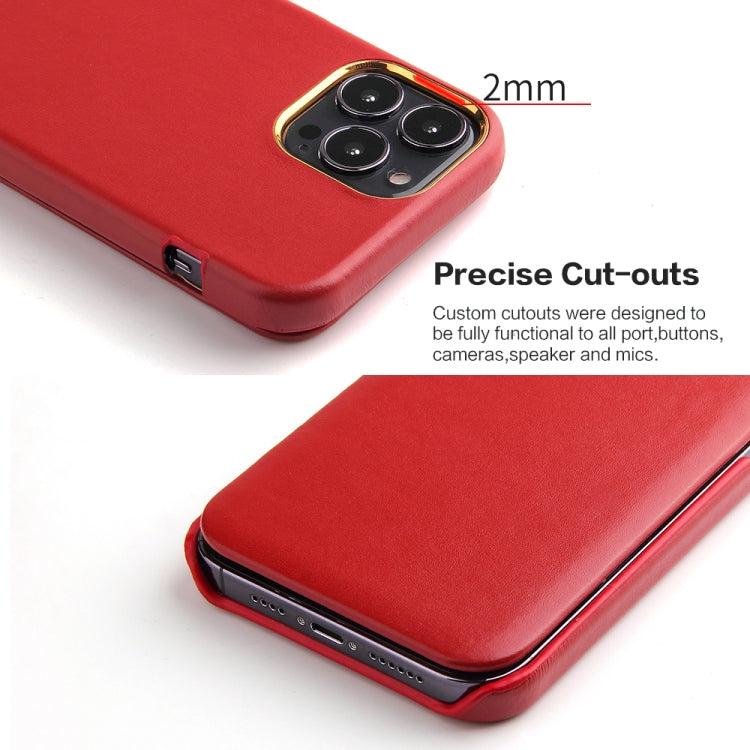 For iPhone 13 Fierre Shann Magnetic Genuine Leather Phone Case(Red) Eurekaonline