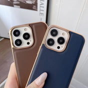 For iPhone 13 Genuine Leather Xiaoya Series Nano Electroplating Phone Case(Dark Green) Eurekaonline