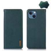 For iPhone 13 KHAZNEH Nappa Top Layer Cowhide Leather Phone Case(Green) Eurekaonline