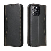 For iPhone 13 Pro Genuine Leather Horizontal Flip Leather Case with Holder & Card Slots & Wallet (Black) Eurekaonline