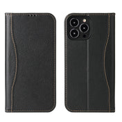 For iPhone 13 Pro Genuine Leather Horizontal Flip Leather Case with Holder & Card Slots & Wallet (Black) Eurekaonline