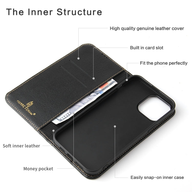 For iPhone 13 Pro Genuine Leather Horizontal Flip Leather Case with Holder & Card Slots & Wallet (Black) Eurekaonline