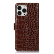 For iPhone 13 Pro Max Crocodile Top Layer Cowhide Leather Phone Case (Brown) Eurekaonline