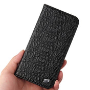 For iPhone 13 Pro Max Fierre Shann Crocodile Texture Magnetic Horizontal Flip Genuine Leather Case with Holder & Card Slot (Black) Eurekaonline