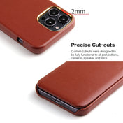 For iPhone 13 Pro Max Fierre Shann Magnetic Genuine Leather Phone Case (Brown) Eurekaonline