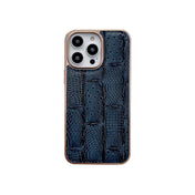 For iPhone 13 Pro Max Nano Electroplate Mahjong Texture Leather Phone Case(Blue) Eurekaonline