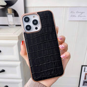 For iPhone 13 Pro Max Nano Electroplating Crocodile Texture Genuine Leather Phone Case(Black) Eurekaonline