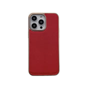 For iPhone 13 Pro Max Nano Electroplating Cross Texture Genuine Leather Phone Case(Red) Eurekaonline