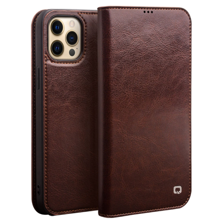 For iPhone 13 Pro Max QIALINO Horizontal Flip Leather Case with Holder & Card Slots & Wallet (Brown) Eurekaonline