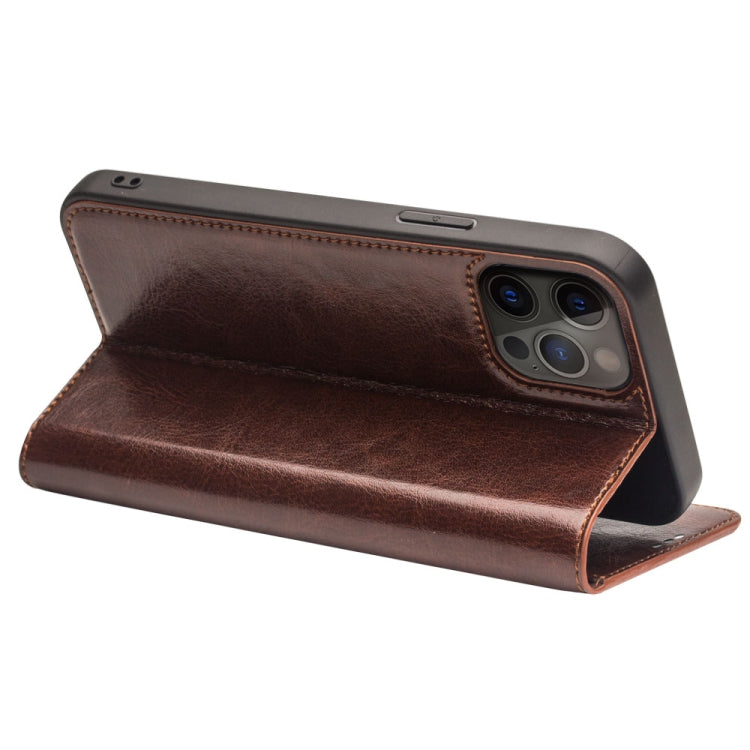 For iPhone 13 Pro Max QIALINO Horizontal Flip Leather Case with Holder & Card Slots & Wallet (Brown) Eurekaonline