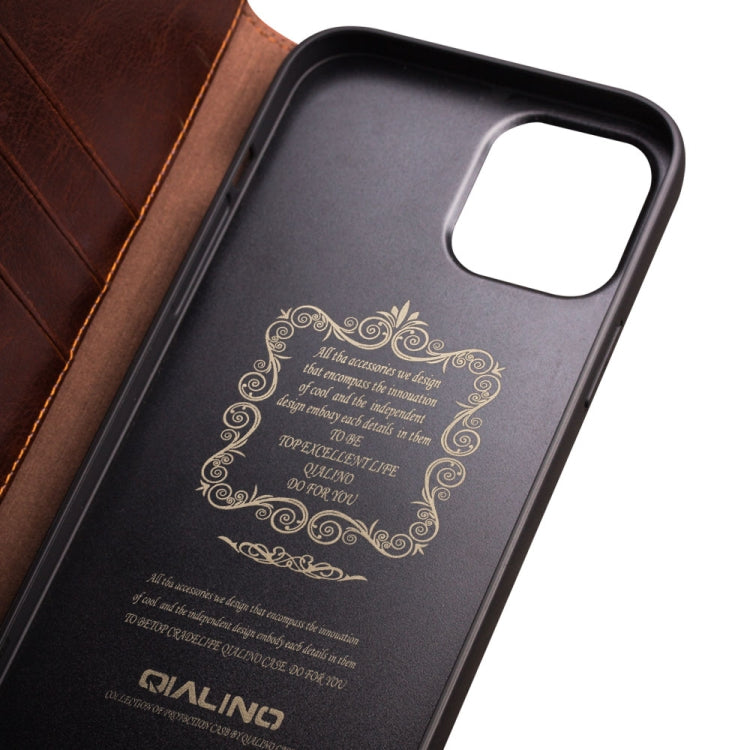 For iPhone 13 Pro Max QIALINO Horizontal Flip Leather Case with Holder & Card Slots & Wallet (Brown) Eurekaonline