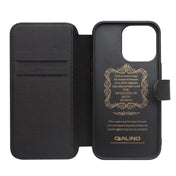 For iPhone 13 Pro Max QIALINO Magnetic Buckle Phone Leather Case with Card Slot (Black) Eurekaonline