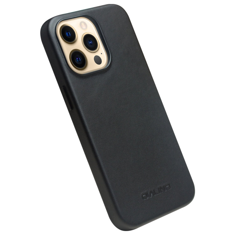 For iPhone 13 Pro Max QIALINO Nappa Cowhide MagSafe Magnetic Protective Case (Black) Eurekaonline