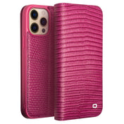 For iPhone 13 Pro Max QIALINO Small Crocodile Texture Horizontal Flip Leather Case with Holder & Card Slots & Wallet (Rose Red) Eurekaonline