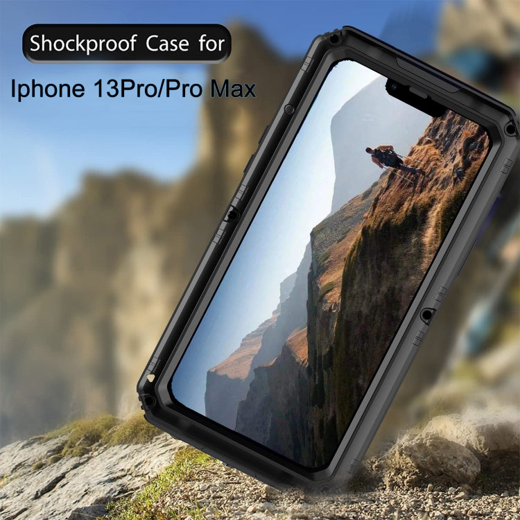 For iPhone 13 Pro Max Shockproof Waterproof Dustproof Metal + Silicone Phone Case with Screen Protector (Black) Eurekaonline