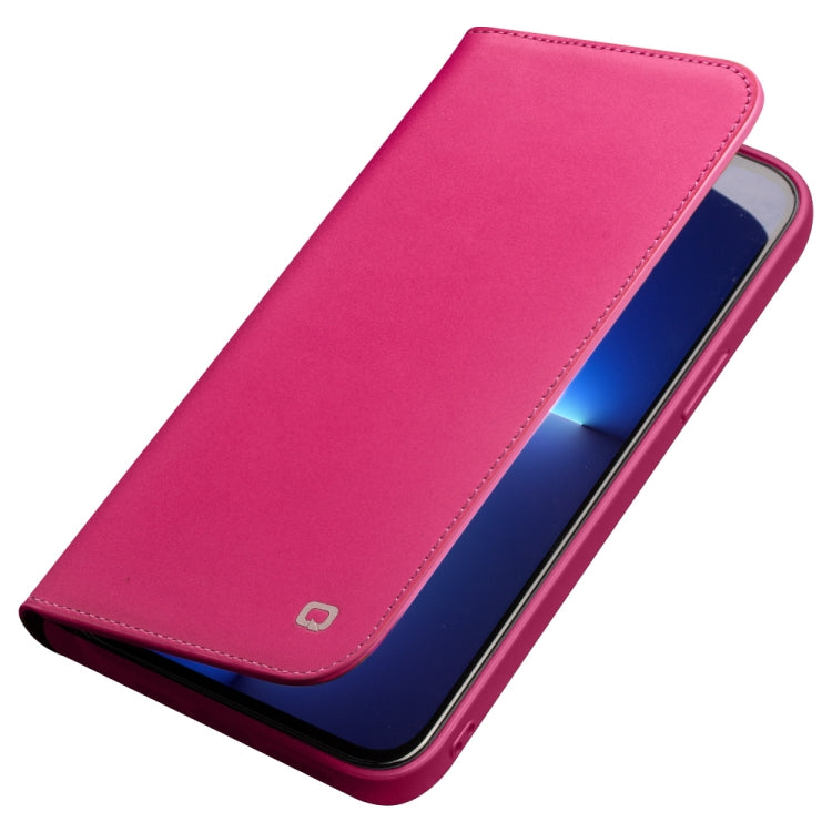 For iPhone 13 Pro QIALINO Business Horizontal Flip Leather Case with Holder & Card Slots & Wallet  (Rose Red) Eurekaonline