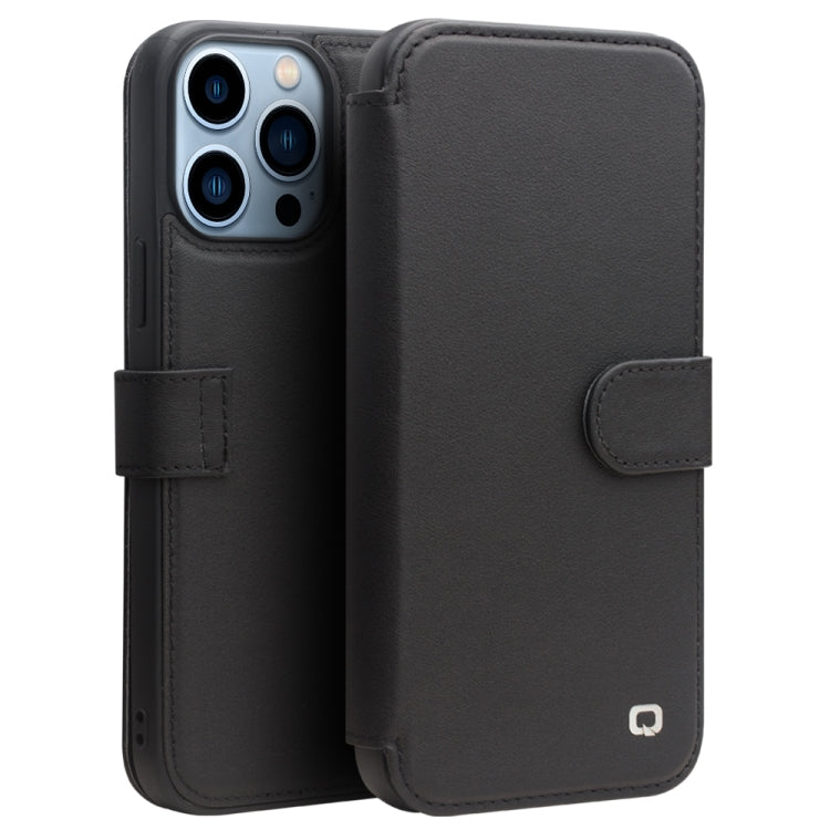 For iPhone 13 Pro QIALINO Magnetic Buckle Phone Leather Case with Card Slot (Black) Eurekaonline