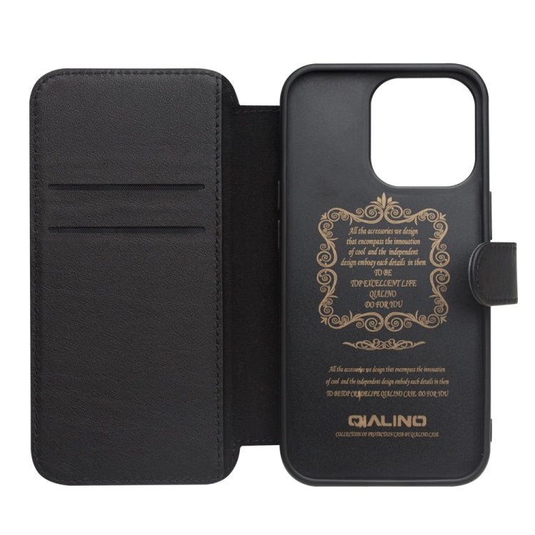 For iPhone 13 Pro QIALINO Magnetic Buckle Phone Leather Case with Card Slot (Black) Eurekaonline